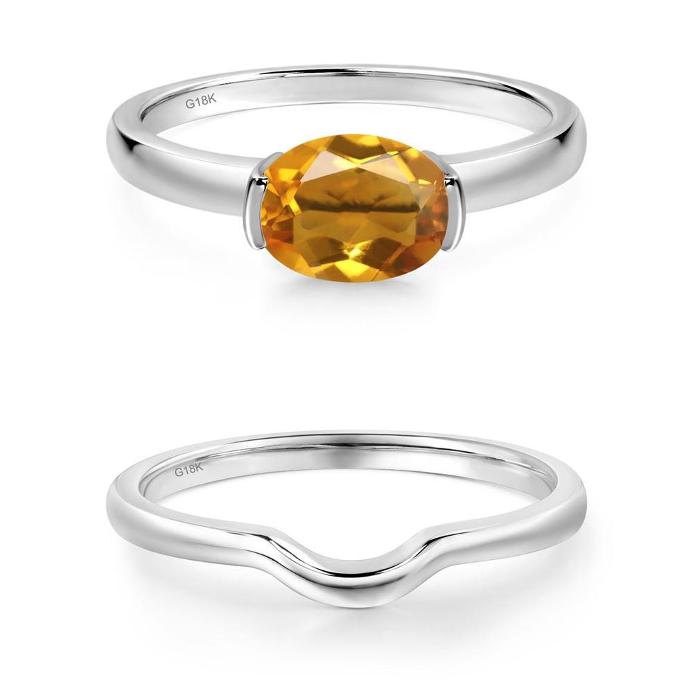 Oval Citrine Horizontal Engagement Ring - LUO Jewelry #metal_xxxxx