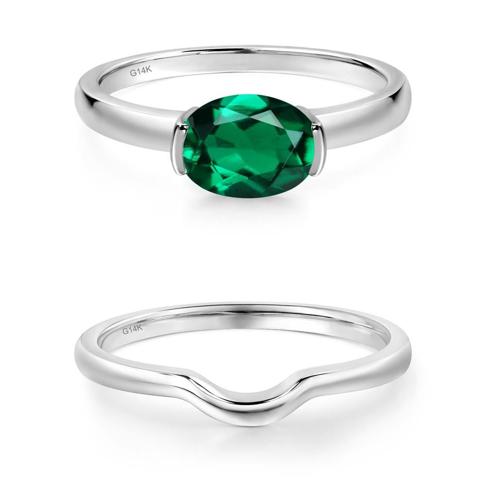 Oval Emerald Horizontal Engagement Ring - LUO Jewelry #metal_xxxxx