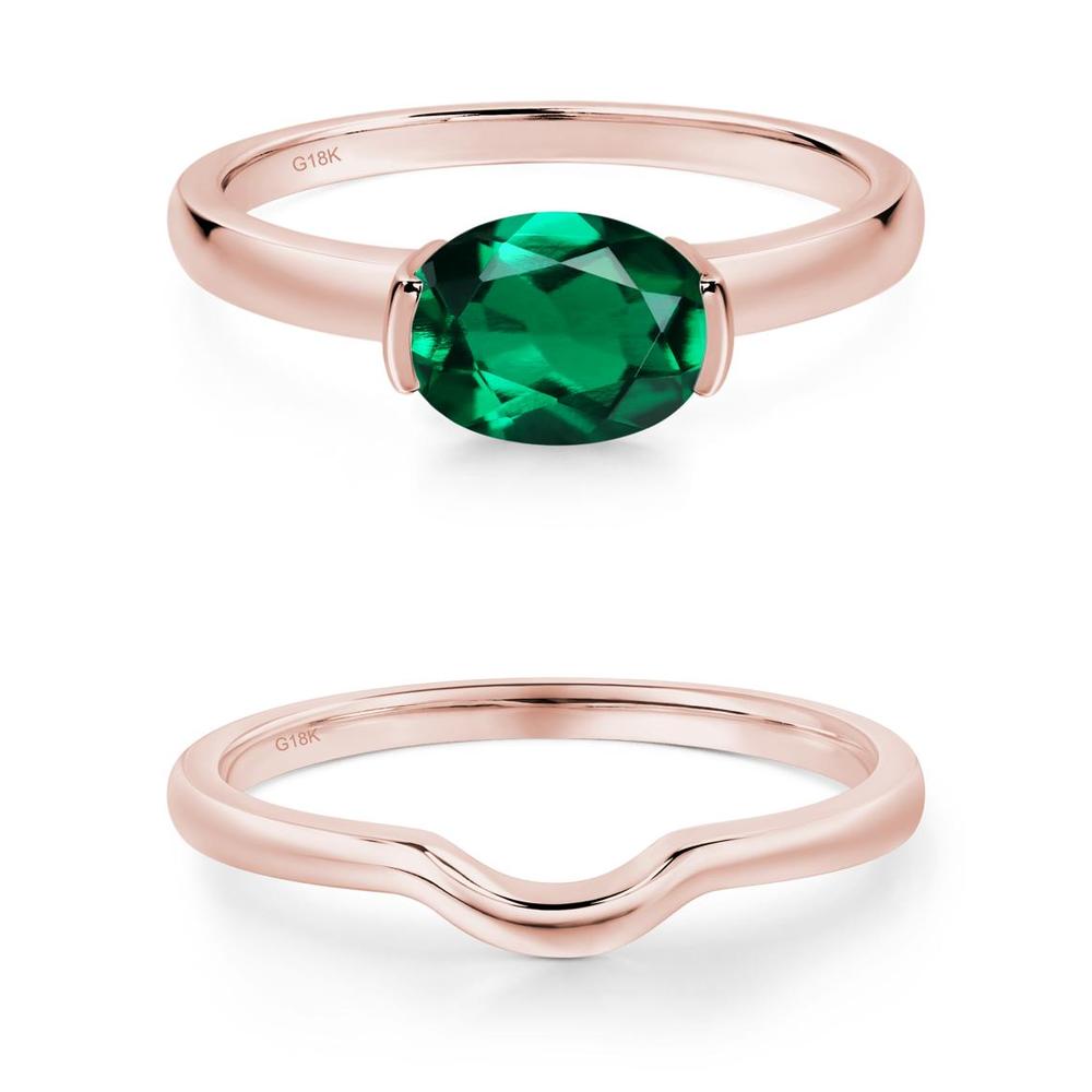 Oval Emerald Horizontal Engagement Ring - LUO Jewelry #metal_xxxxx