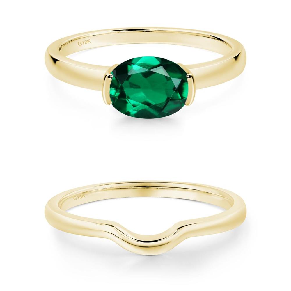 Oval Emerald Horizontal Engagement Ring - LUO Jewelry #metal_xxxxx