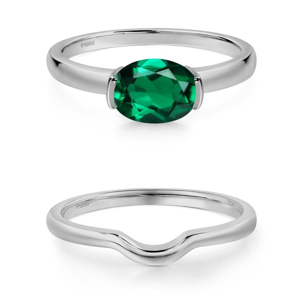 Oval Emerald Horizontal Engagement Ring - LUO Jewelry #metal_xxxxx