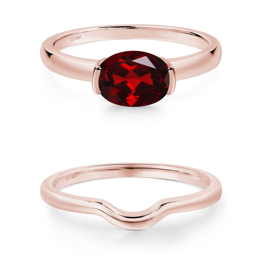 Oval Garnet Horizontal Engagement Ring - LUO Jewelry #metal_xxxxx