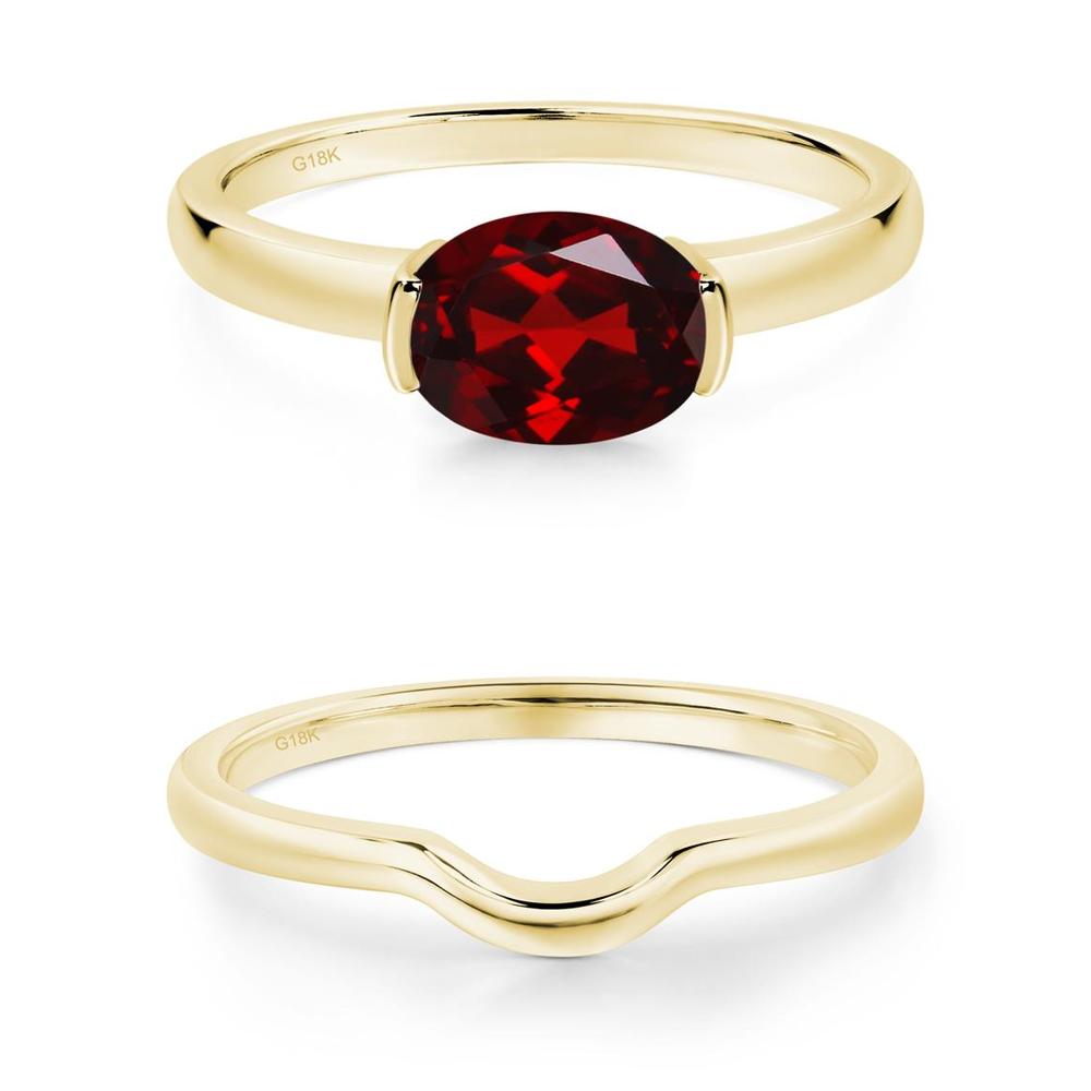 Oval Garnet Horizontal Engagement Ring - LUO Jewelry #metal_xxxxx