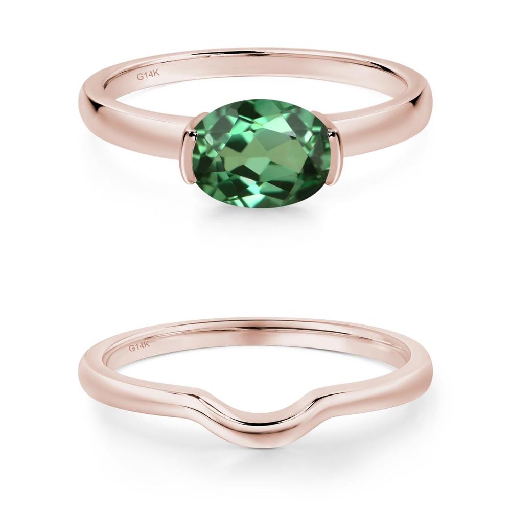 Oval Green Sapphire Horizontal Engagement Ring - LUO Jewelry #metal_xxxxx