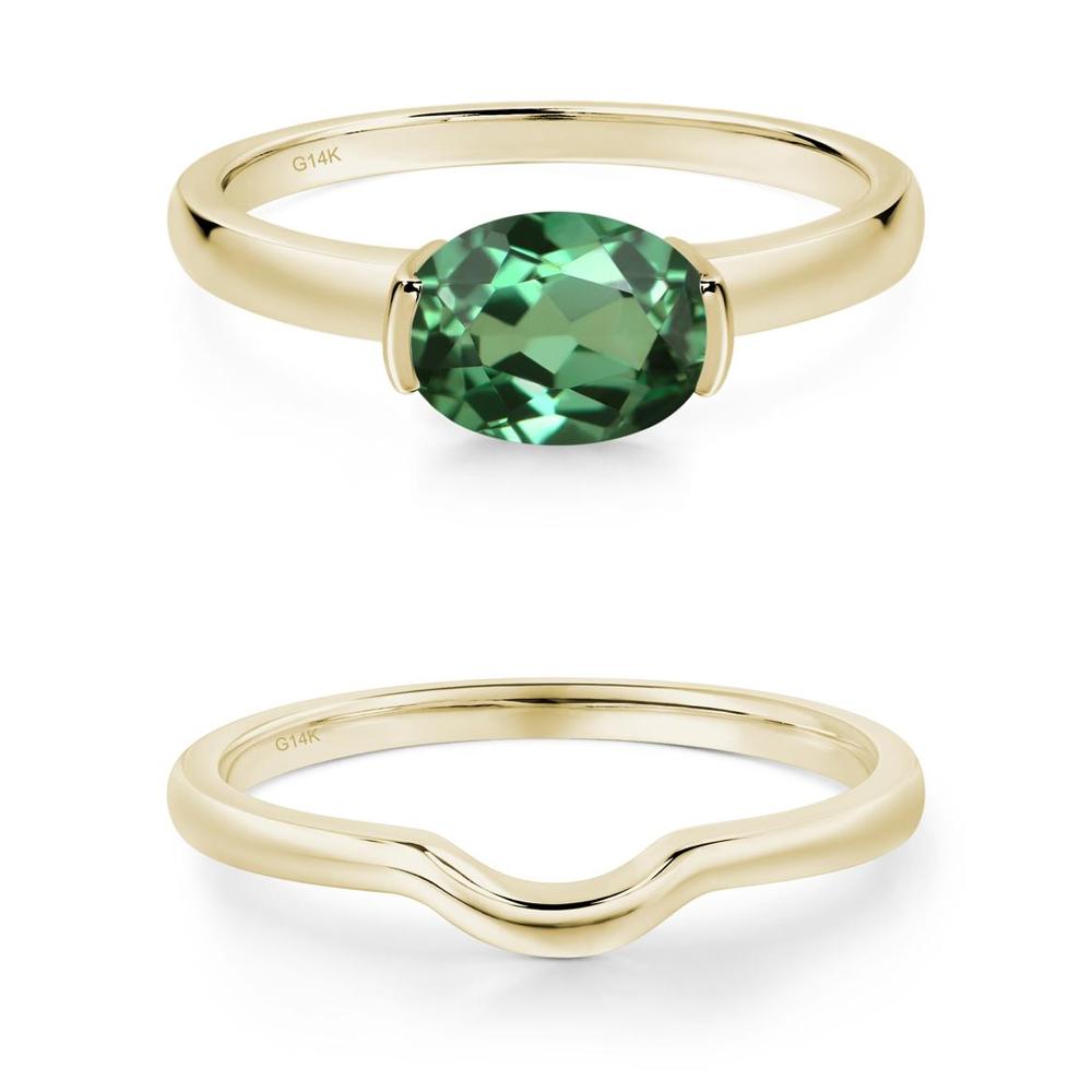 Oval Green Sapphire Horizontal Engagement Ring - LUO Jewelry #metal_xxxxx