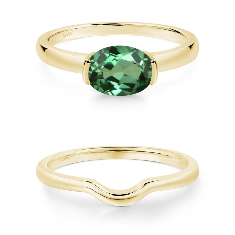 Oval Green Sapphire Horizontal Engagement Ring - LUO Jewelry #metal_xxxxx