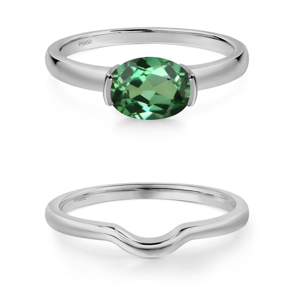 Oval Green Sapphire Horizontal Engagement Ring - LUO Jewelry #metal_xxxxx