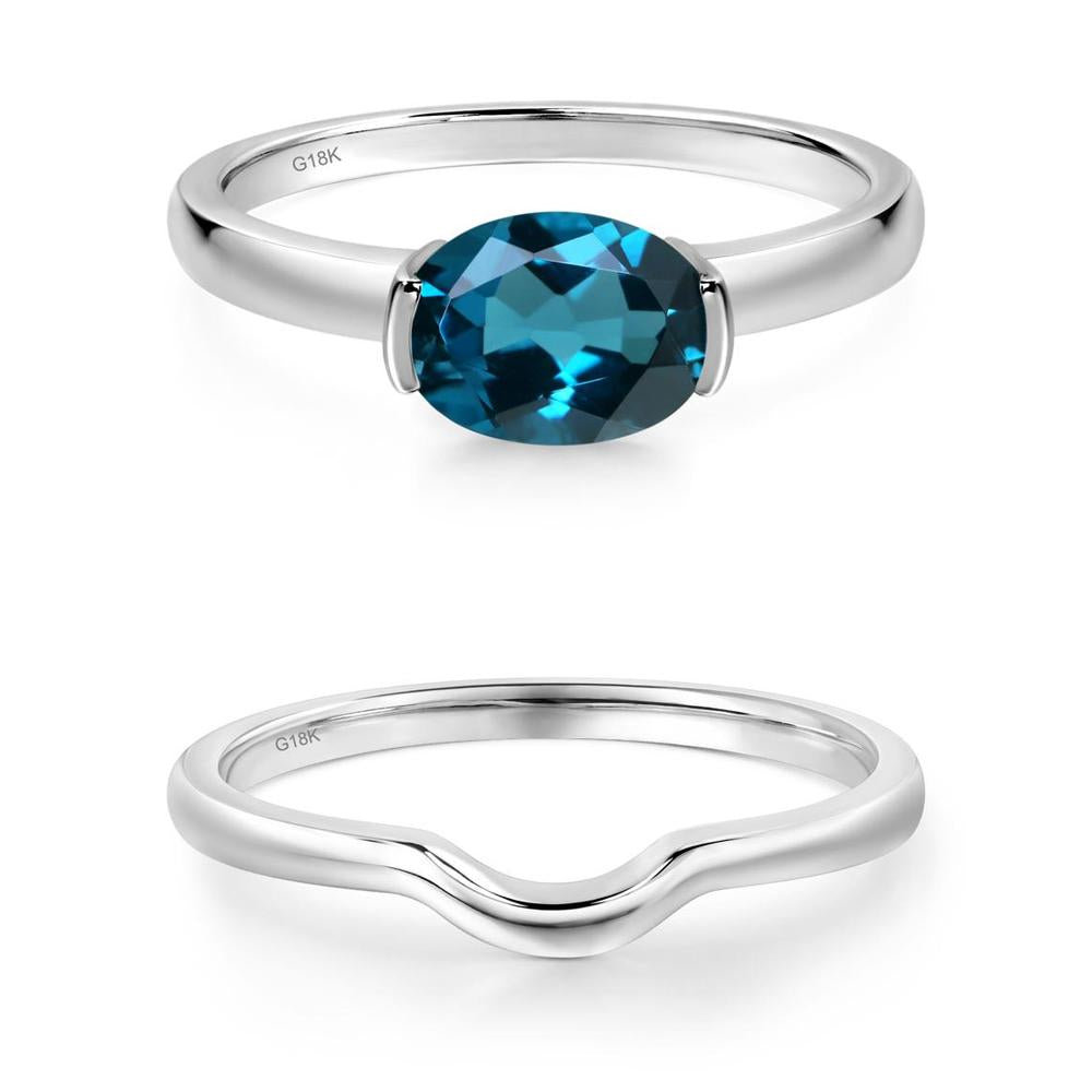 Oval London Blue Topaz Horizontal Engagement Ring - LUO Jewelry #metal_xxxxx