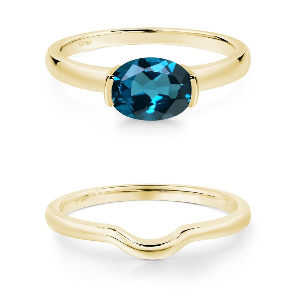 Oval London Blue Topaz Horizontal Engagement Ring - LUO Jewelry #metal_xxxxx