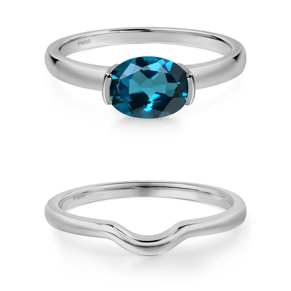 Oval London Blue Topaz Horizontal Engagement Ring - LUO Jewelry #metal_xxxxx