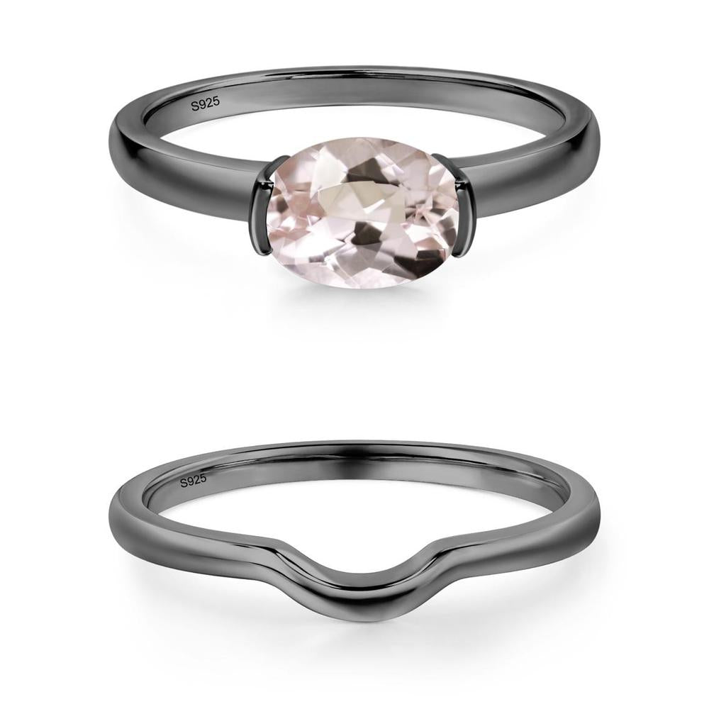 Oval Morganite Horizontal Engagement Ring - LUO Jewelry #metal_xxxxx