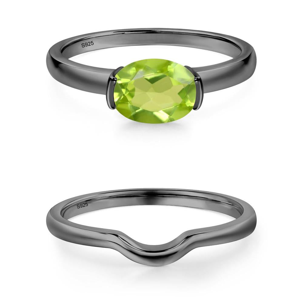 Oval Peridot Horizontal Engagement Ring - LUO Jewelry #metal_xxxxx