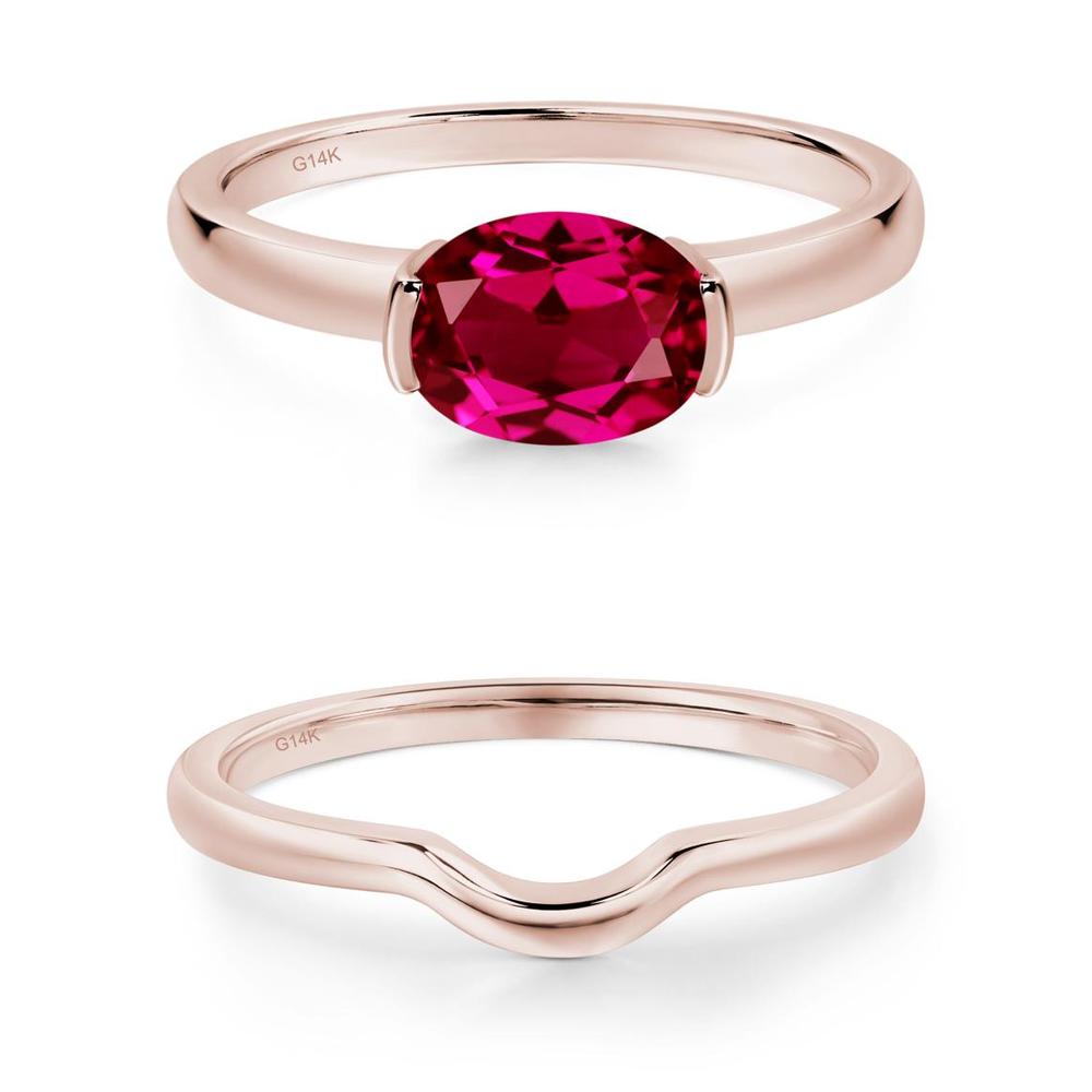 Oval Ruby Horizontal Engagement Ring - LUO Jewelry #metal_xxxxx