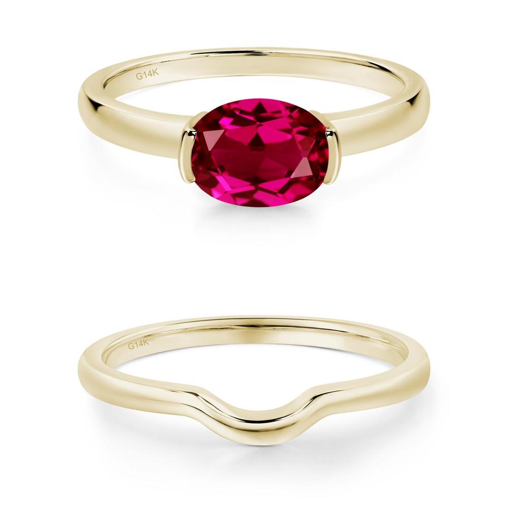 Oval Ruby Horizontal Engagement Ring - LUO Jewelry #metal_xxxxx