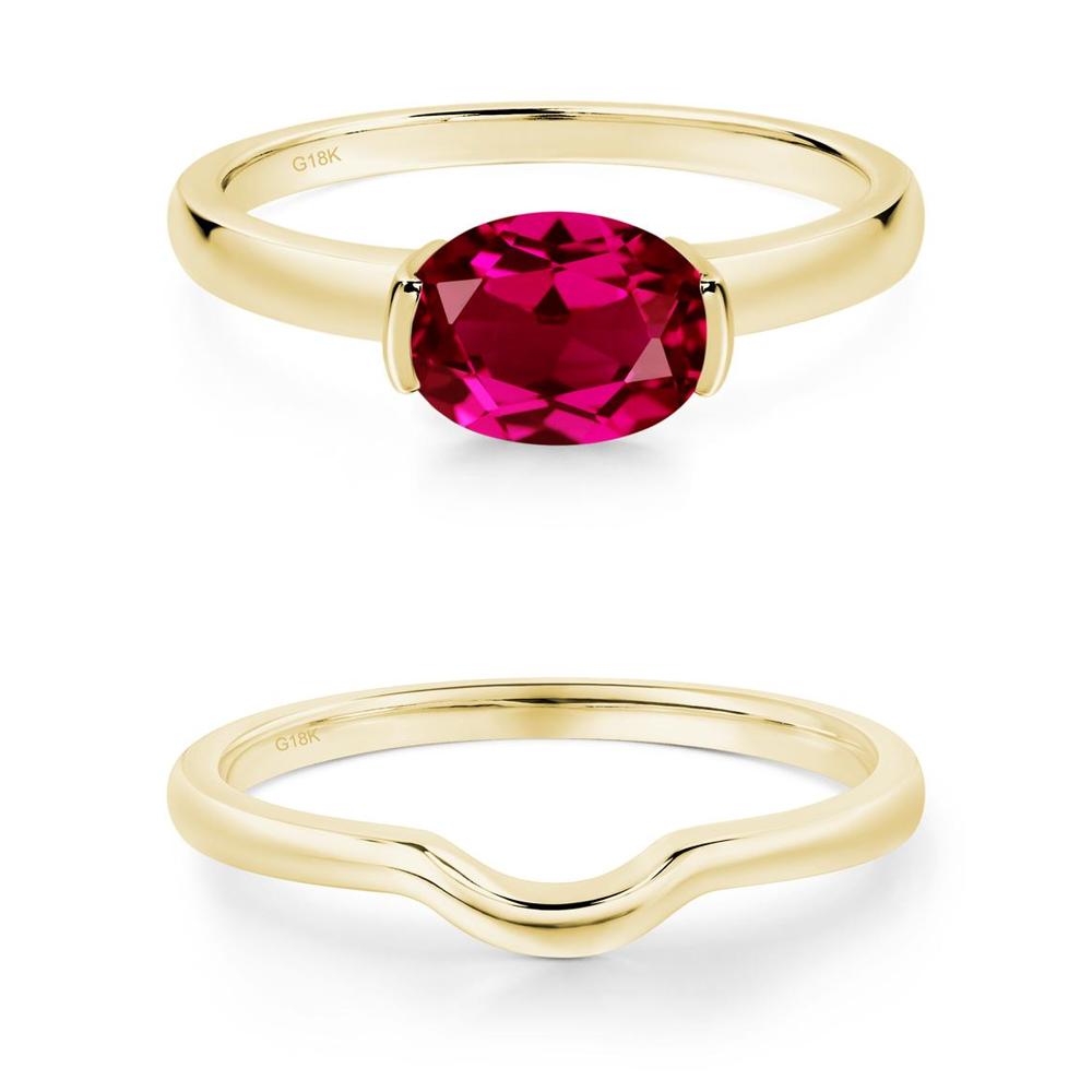 Oval Ruby Horizontal Engagement Ring - LUO Jewelry #metal_xxxxx