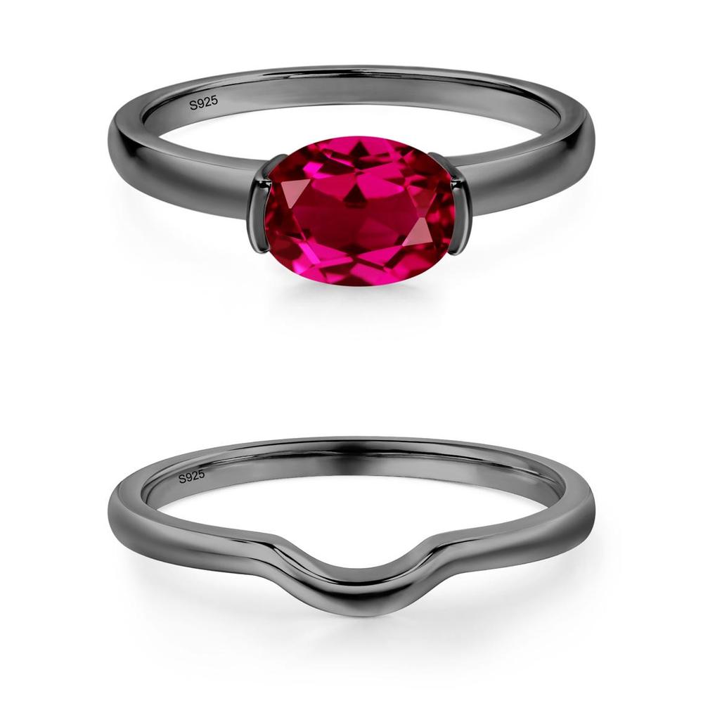 Oval Ruby Horizontal Engagement Ring - LUO Jewelry #metal_xxxxx