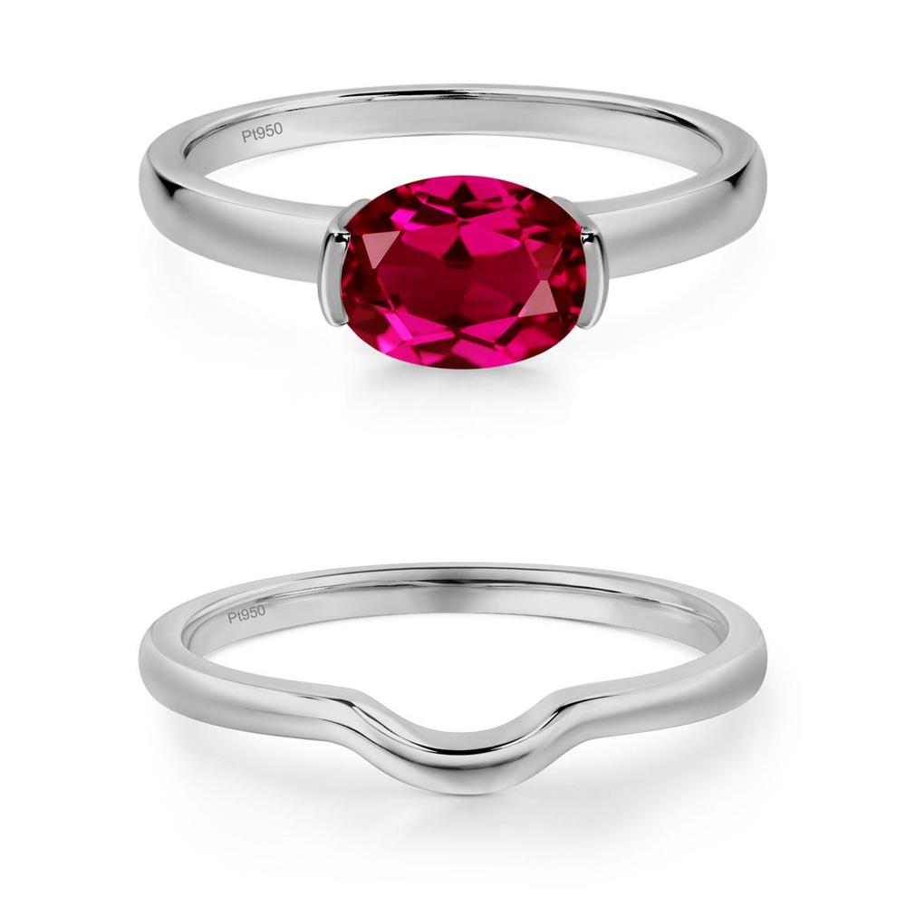 Oval Ruby Horizontal Engagement Ring - LUO Jewelry #metal_xxxxx