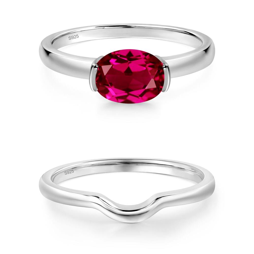 Oval Ruby Horizontal Engagement Ring - LUO Jewelry #metal_xxxxx