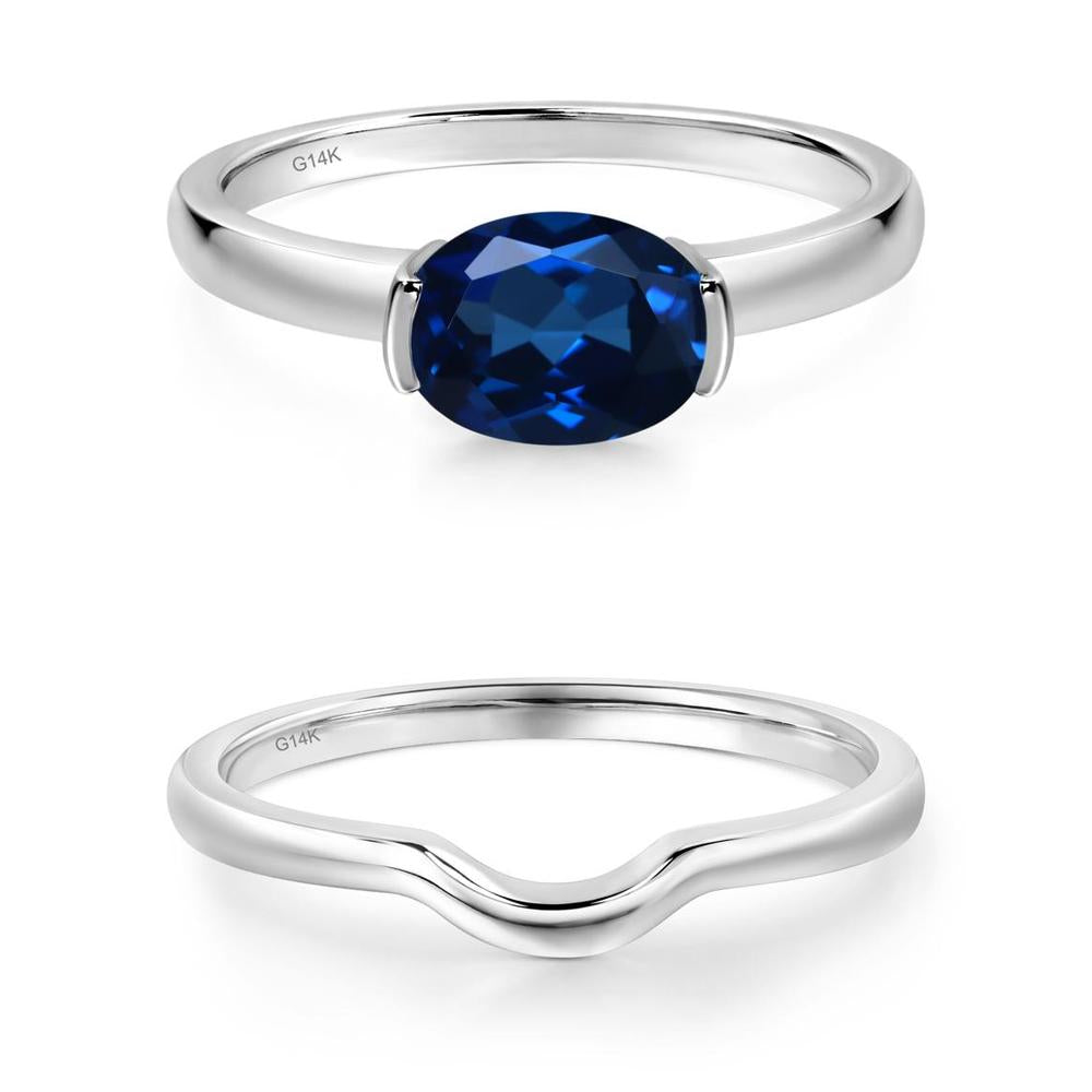 Oval Sapphire Horizontal Engagement Ring - LUO Jewelry #metal_xxxxx