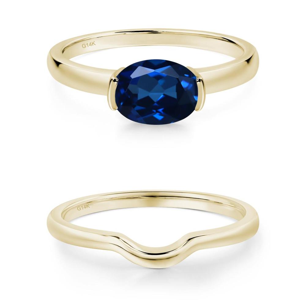 Oval Sapphire Horizontal Engagement Ring - LUO Jewelry #metal_xxxxx