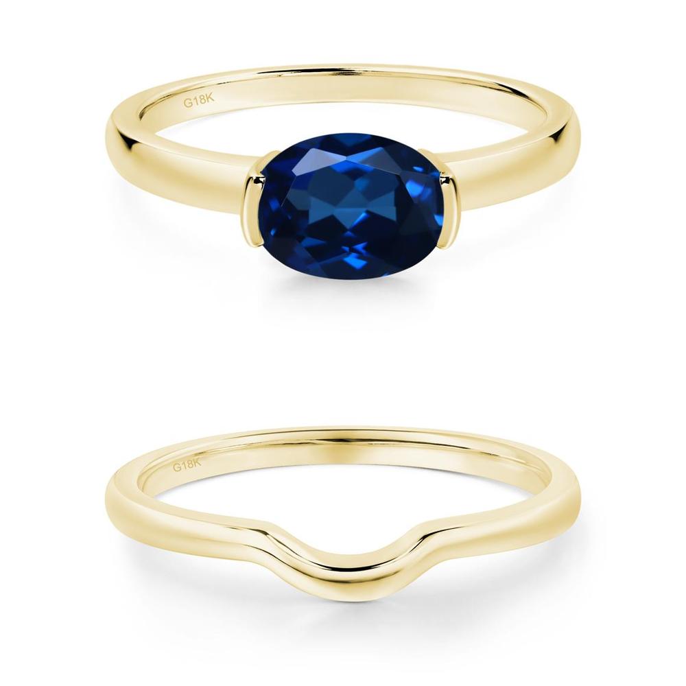 Oval Sapphire Horizontal Engagement Ring - LUO Jewelry #metal_xxxxx