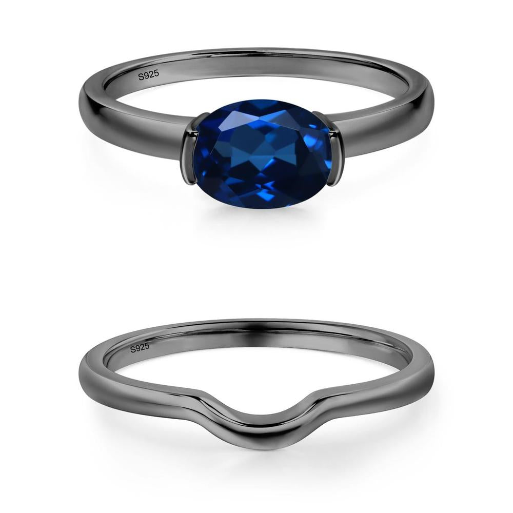 Oval Sapphire Horizontal Engagement Ring - LUO Jewelry #metal_xxxxx