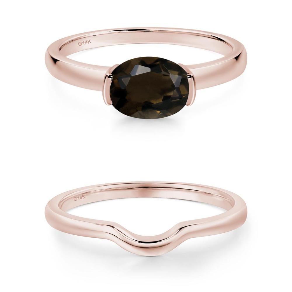 Oval Smoky Quartz Horizontal Engagement Ring - LUO Jewelry #metal_xxxxx