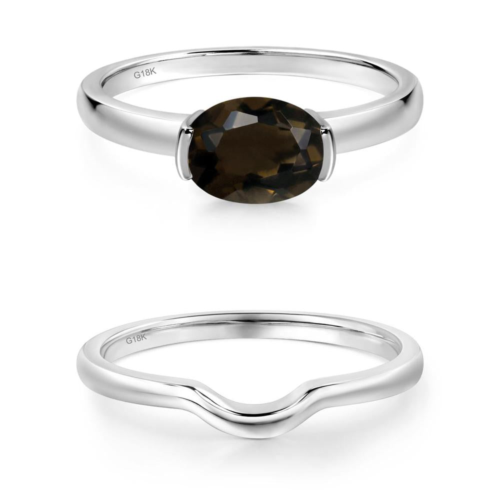 Oval Smoky Quartz Horizontal Engagement Ring - LUO Jewelry #metal_xxxxx