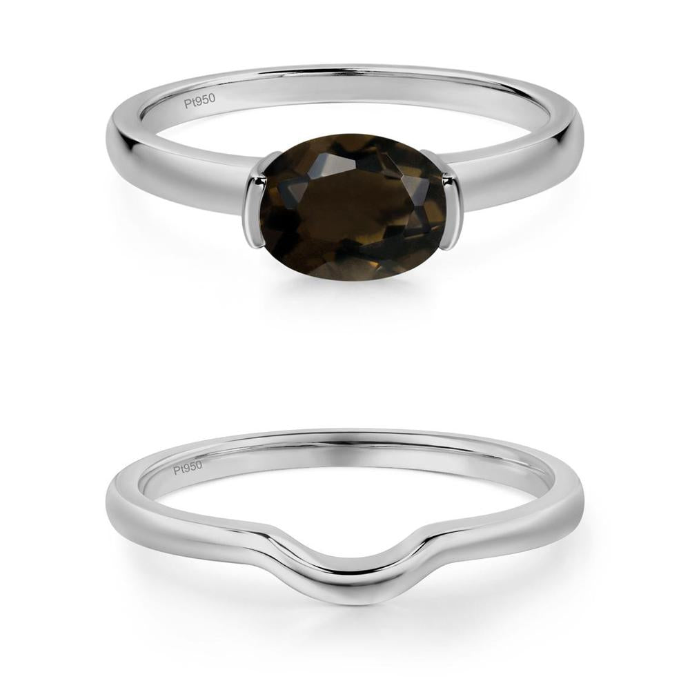 Oval Smoky Quartz Horizontal Engagement Ring - LUO Jewelry #metal_xxxxx