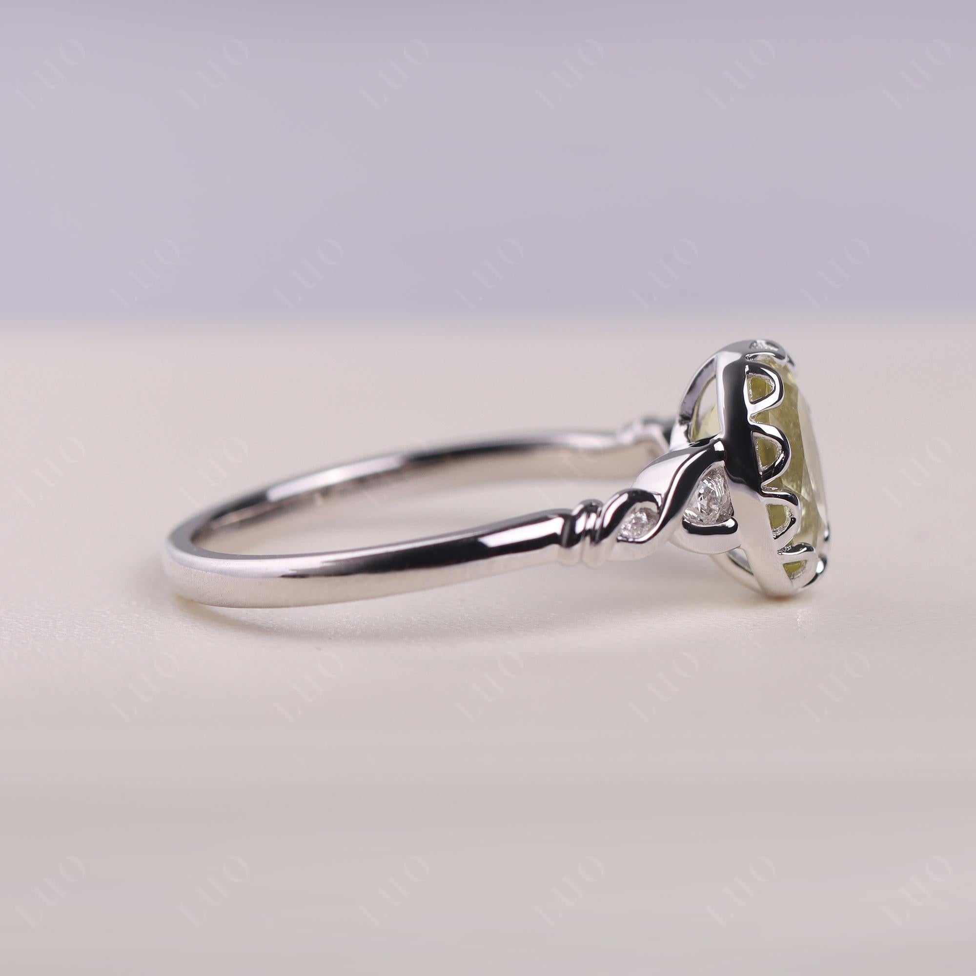 Lemon Quartz Vintage Oval Engagement Ring | LUO Jewelry