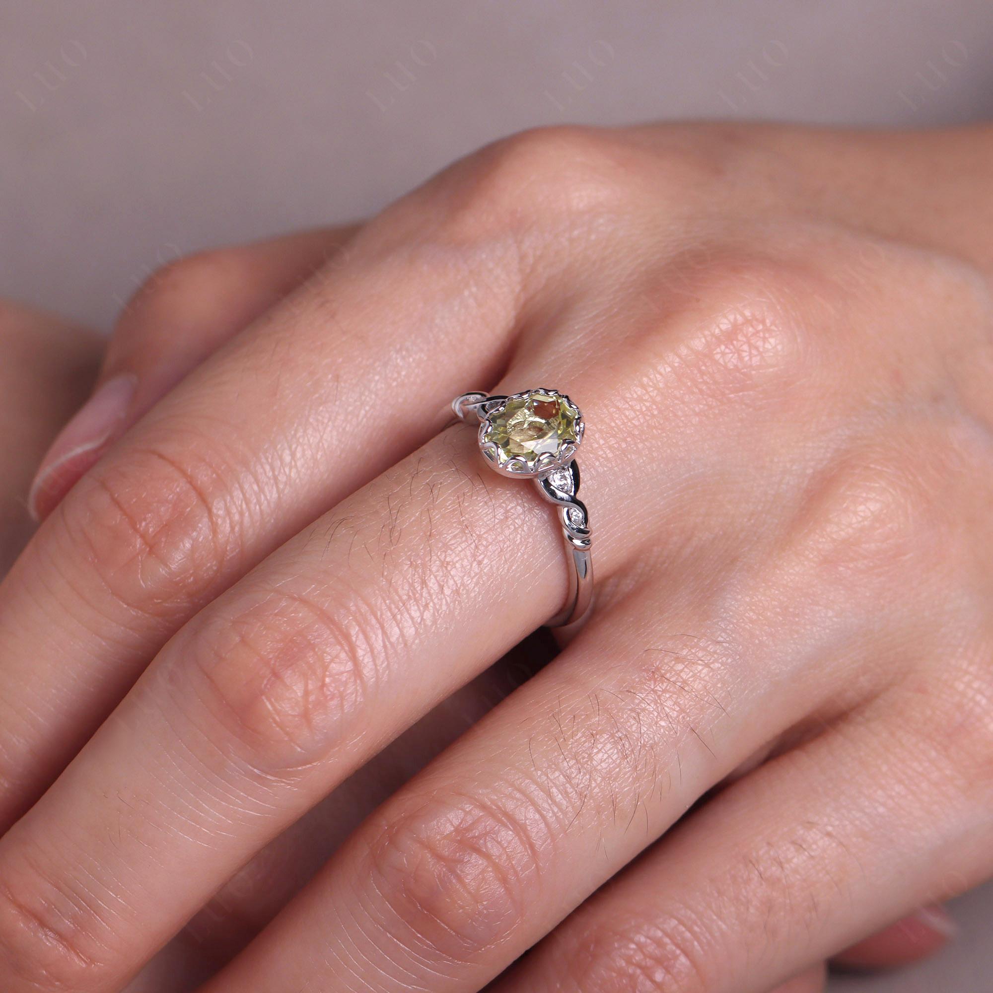 Lemon Quartz Vintage Oval Engagement Ring | LUO Jewelry