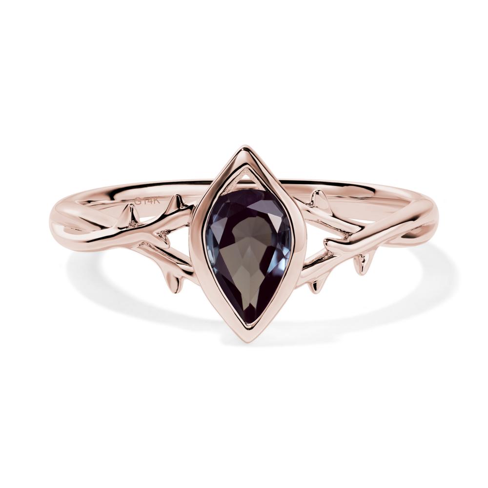 Alexandrite Twig Bezel Set Ring - LUO Jewelry #metal_14k rose gold