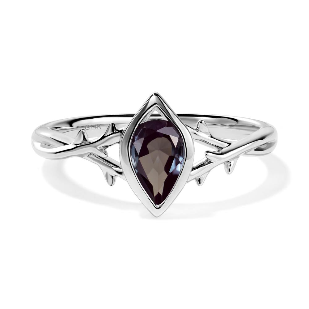 Alexandrite Twig Bezel Set Ring - LUO Jewelry #metal_14k white gold