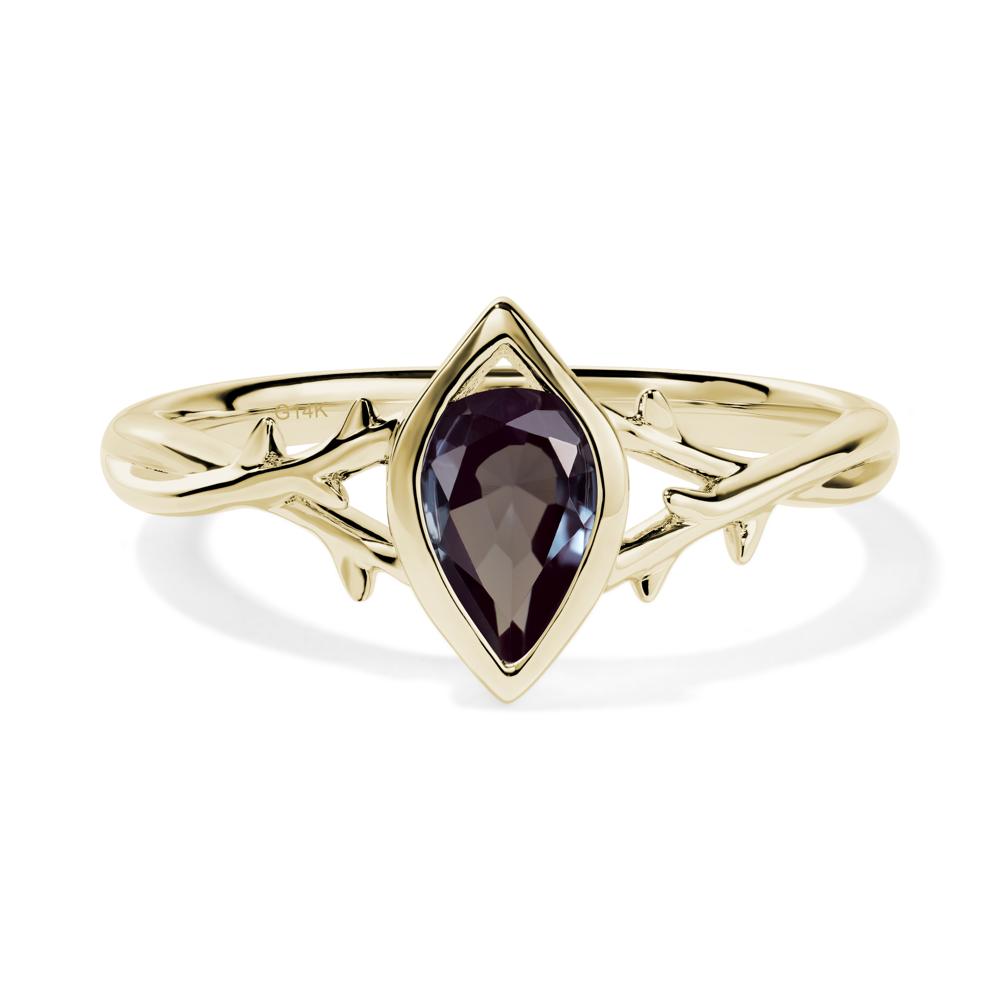 Alexandrite Twig Bezel Set Ring - LUO Jewelry #metal_14k yellow gold