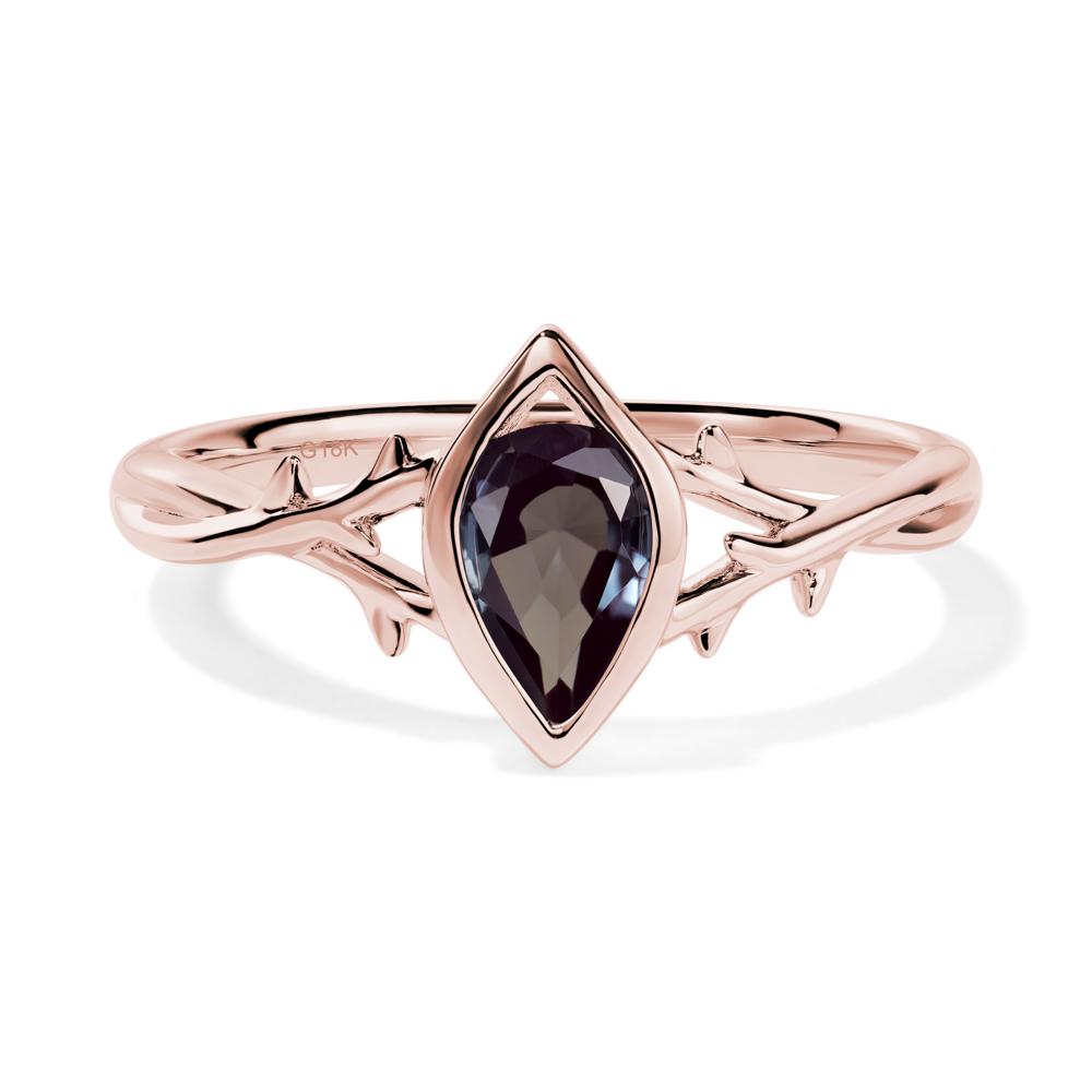 Alexandrite Twig Bezel Set Ring - LUO Jewelry #metal_18k rose gold