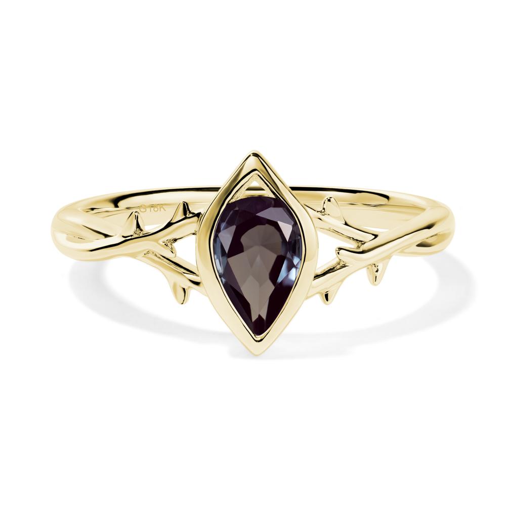 Alexandrite Twig Bezel Set Ring - LUO Jewelry #metal_18k yellow gold