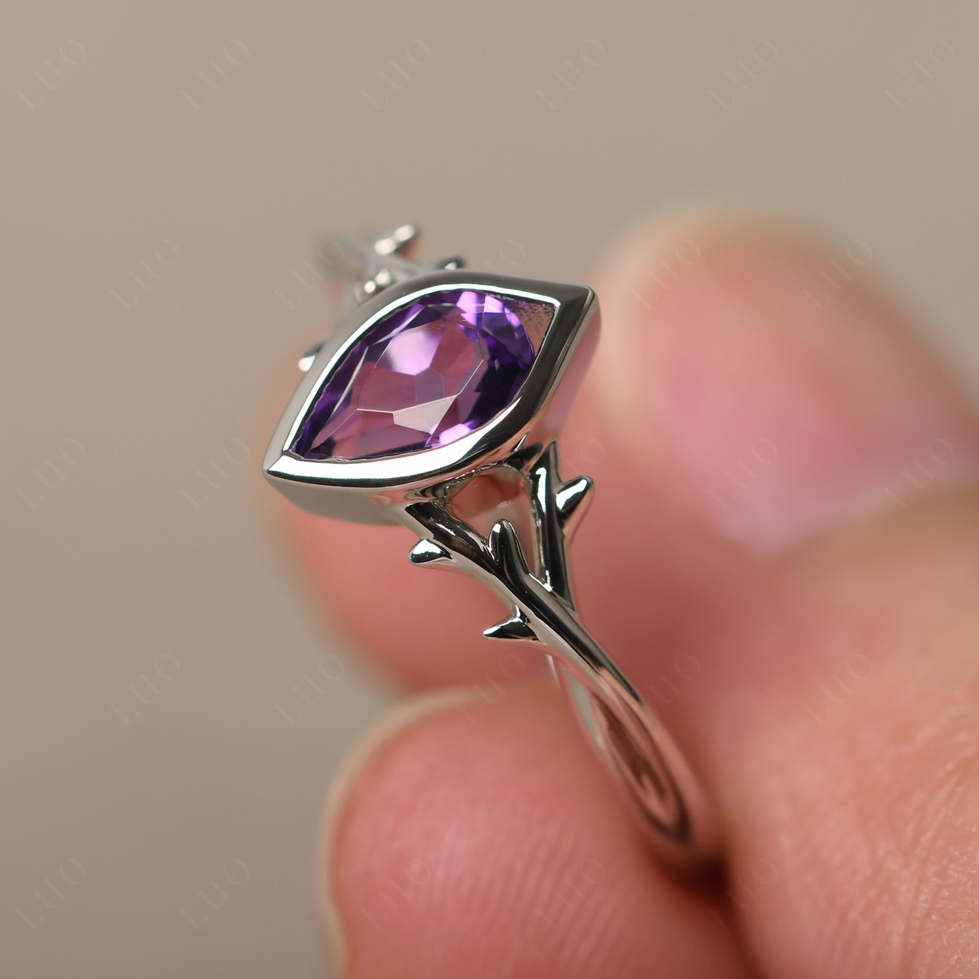 Amethyst Twig Ring - LUO Jewelry 