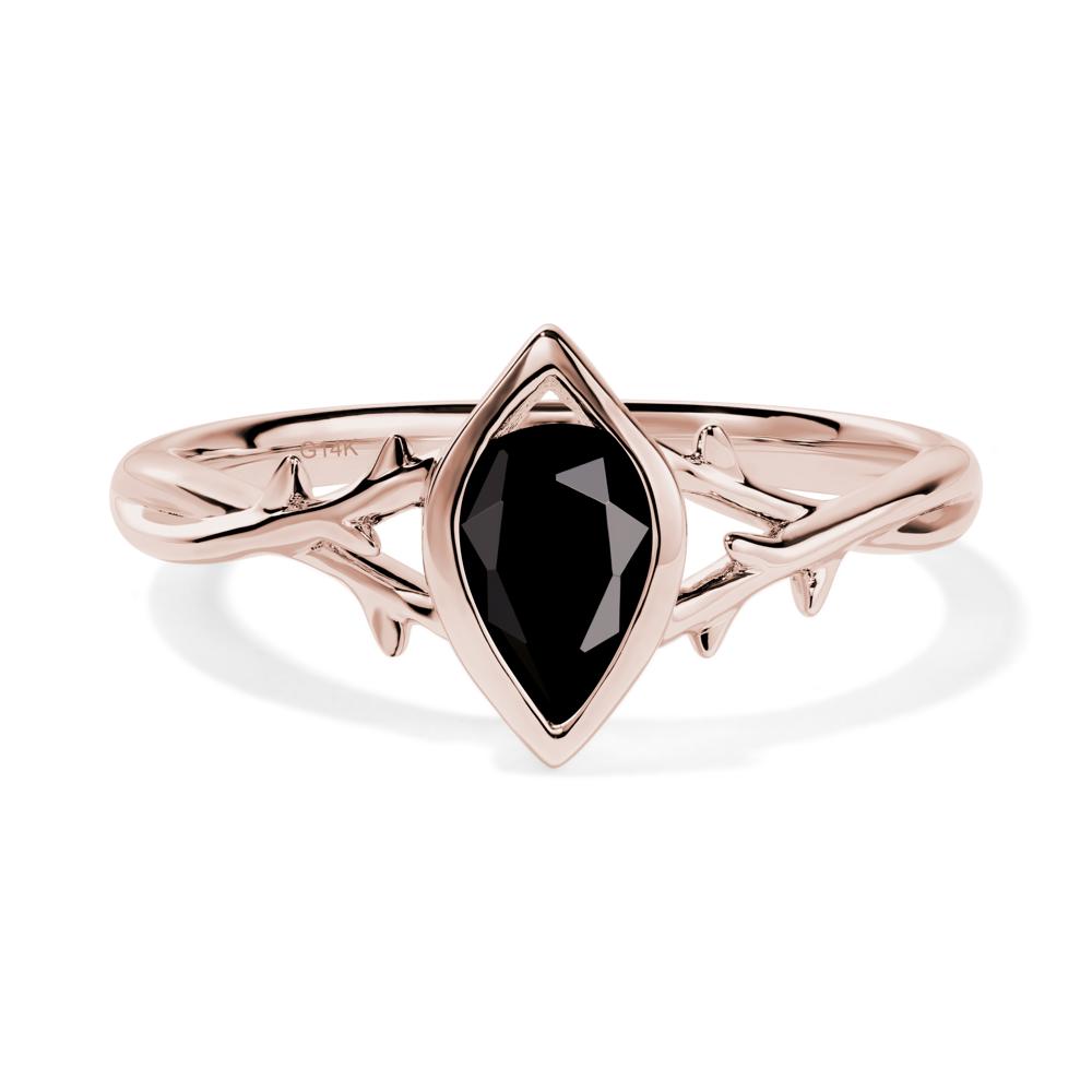 Black Spinel Twig Bezel Set Ring - LUO Jewelry #metal_14k rose gold