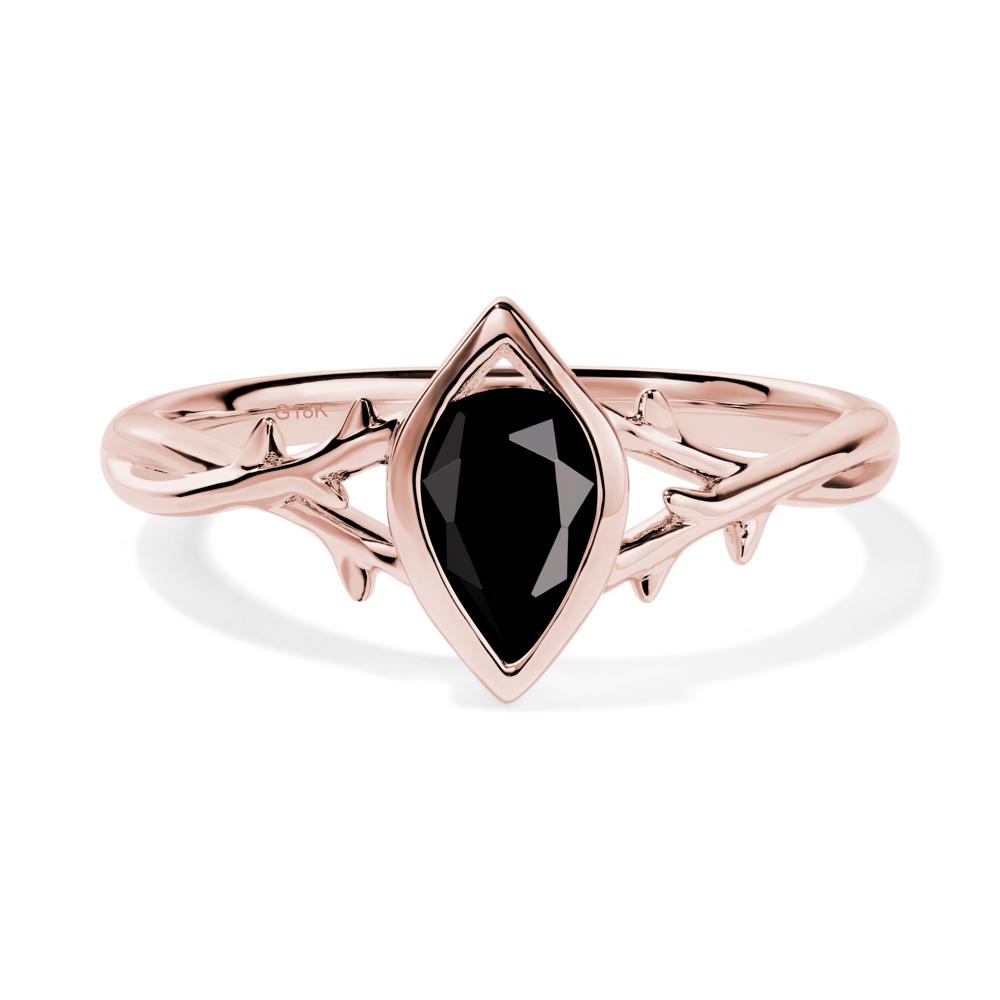 Black Spinel Twig Bezel Set Ring - LUO Jewelry #metal_18k rose gold