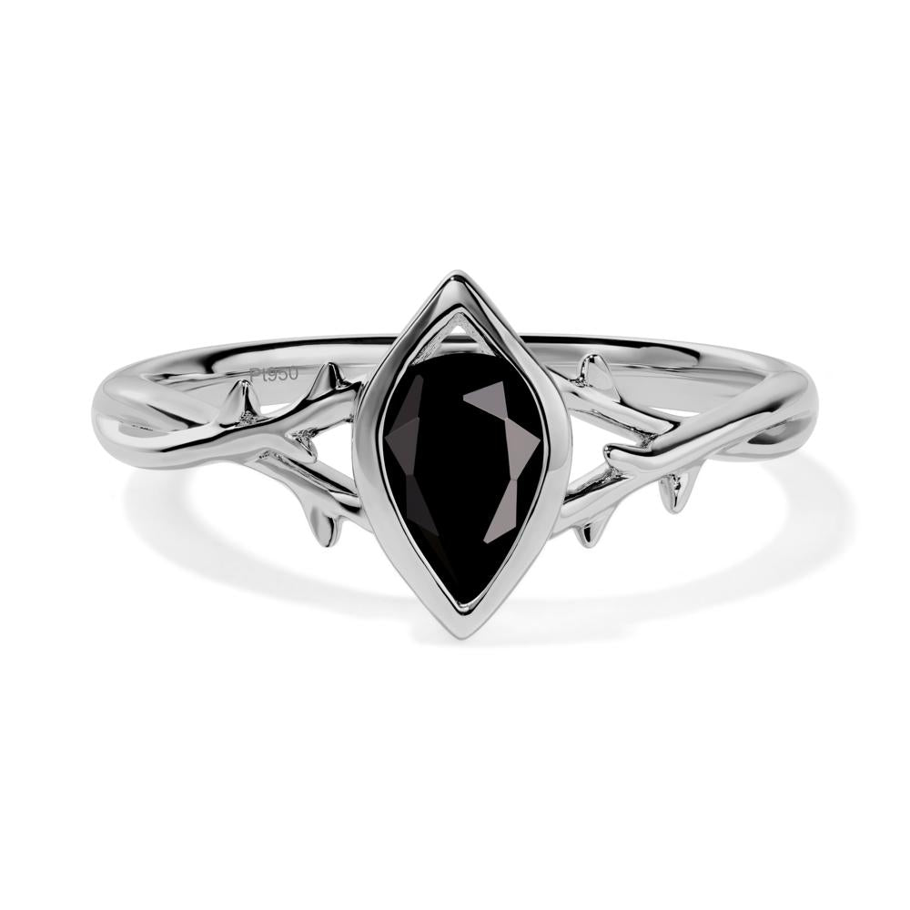 Black Spinel Twig Bezel Set Ring - LUO Jewelry #metal_platinum