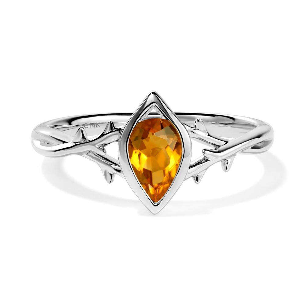 Citrine Twig Ring - LUO Jewelry #metal_14k white gold