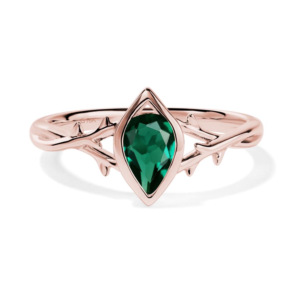 Emerald Twig Bezel Set Ring - LUO Jewelry #metal_18k rose gold