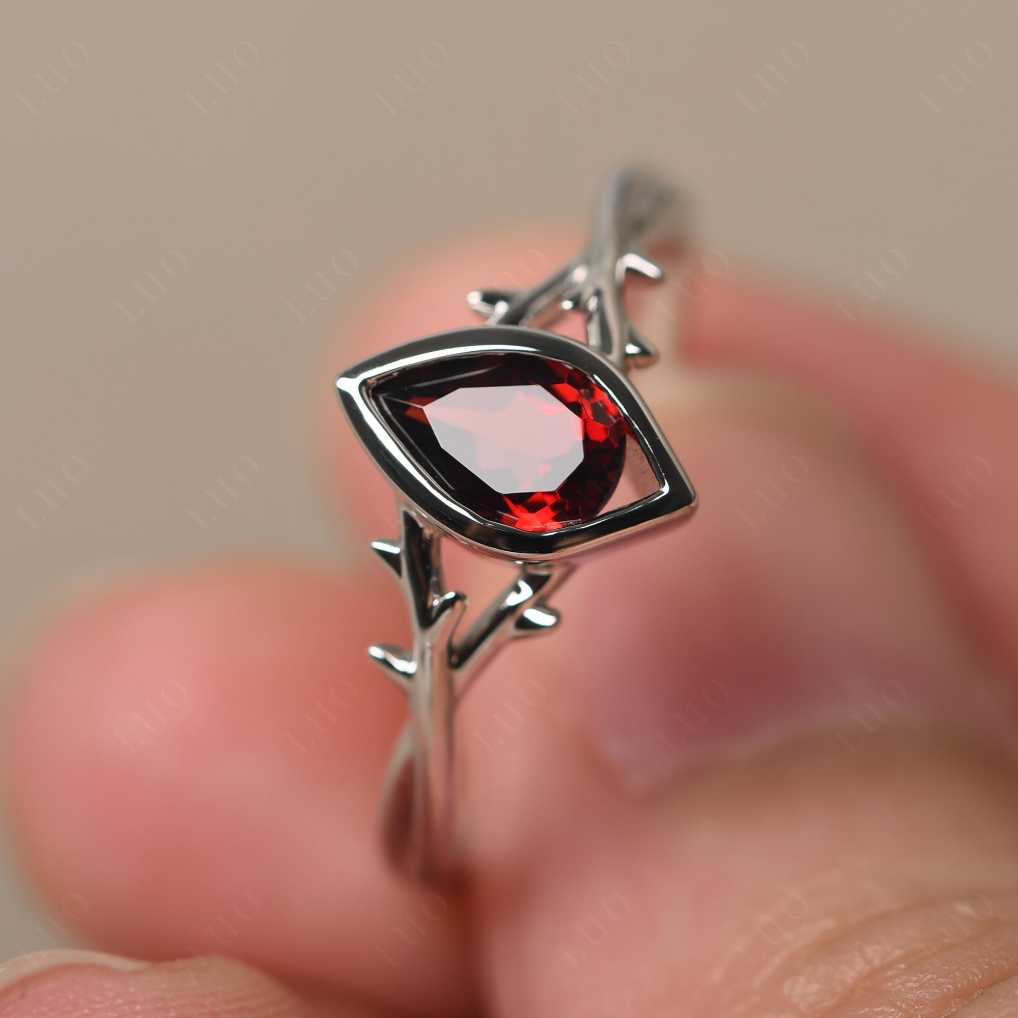 Garnet Twig Ring - LUO Jewelry 