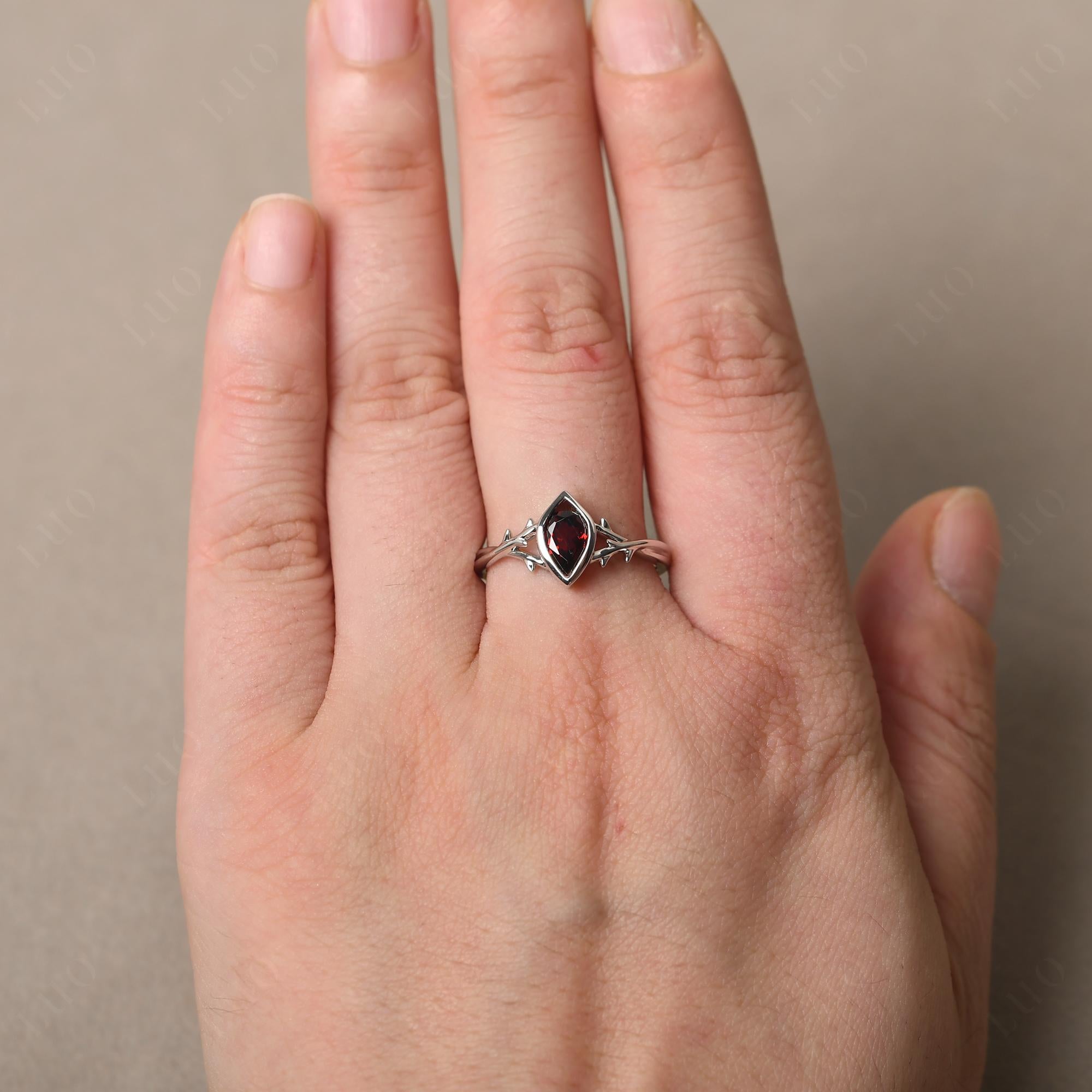 Garnet Twig Ring - LUO Jewelry 