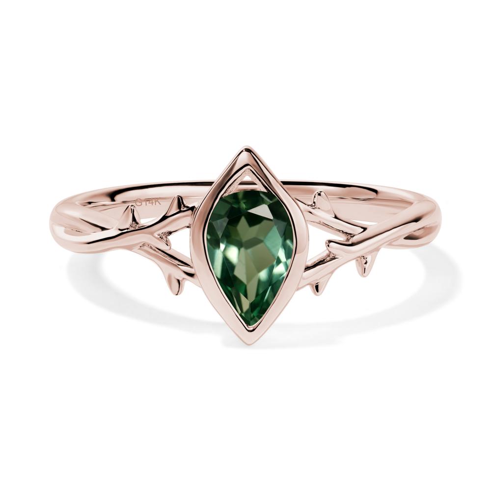 Green Sapphire Twig Bezel Set Ring - LUO Jewelry #metal_14k rose gold