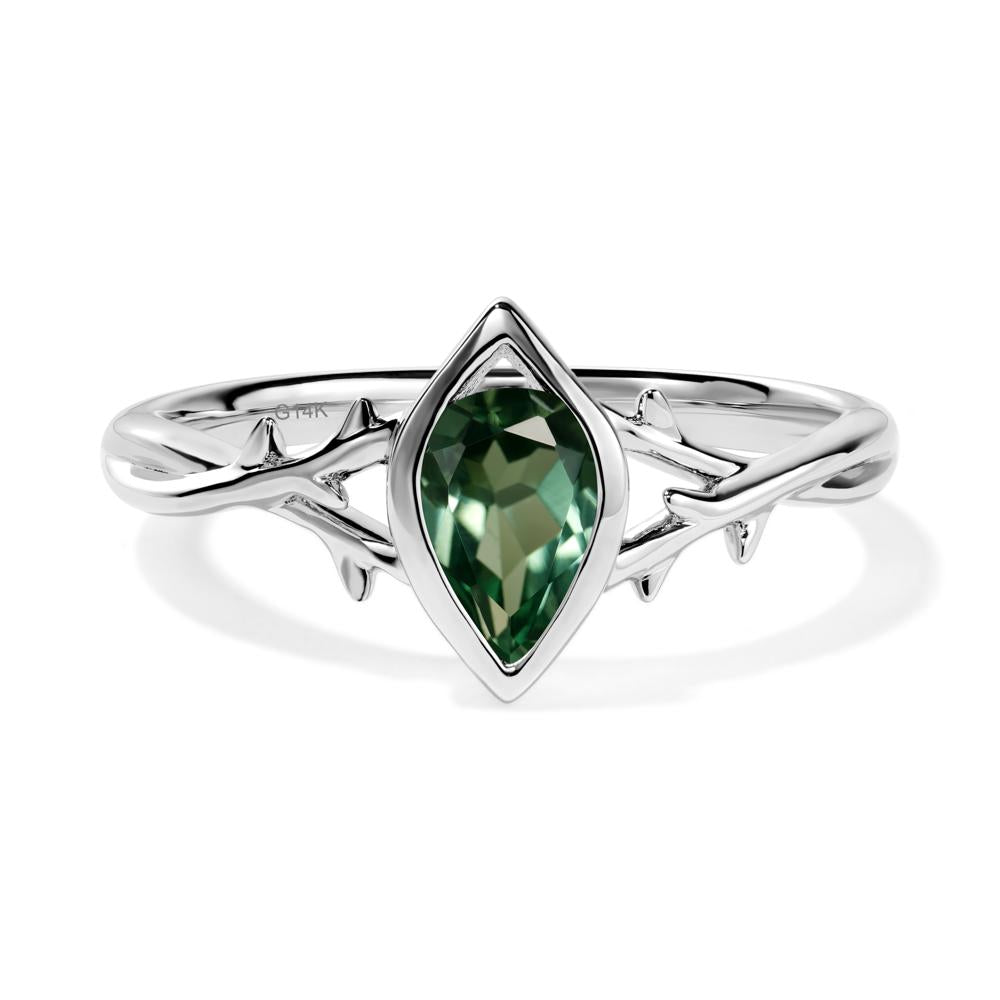 Green Sapphire Twig Bezel Set Ring - LUO Jewelry #metal_14k white gold