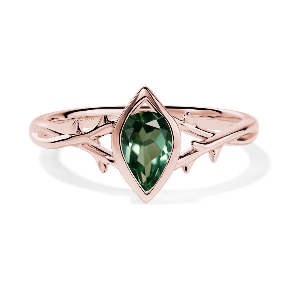 Green Sapphire Twig Bezel Set Ring - LUO Jewelry #metal_18k rose gold