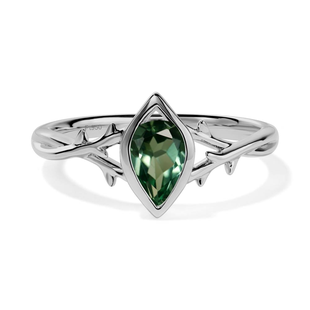 Green Sapphire Twig Bezel Set Ring - LUO Jewelry #metal_platinum