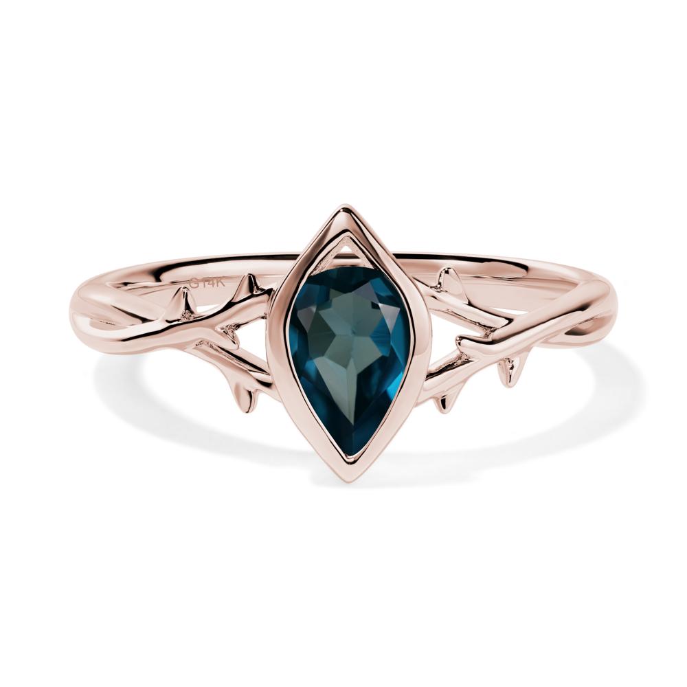 London Blue Topaz Twig Ring - LUO Jewelry #metal_14k rose gold