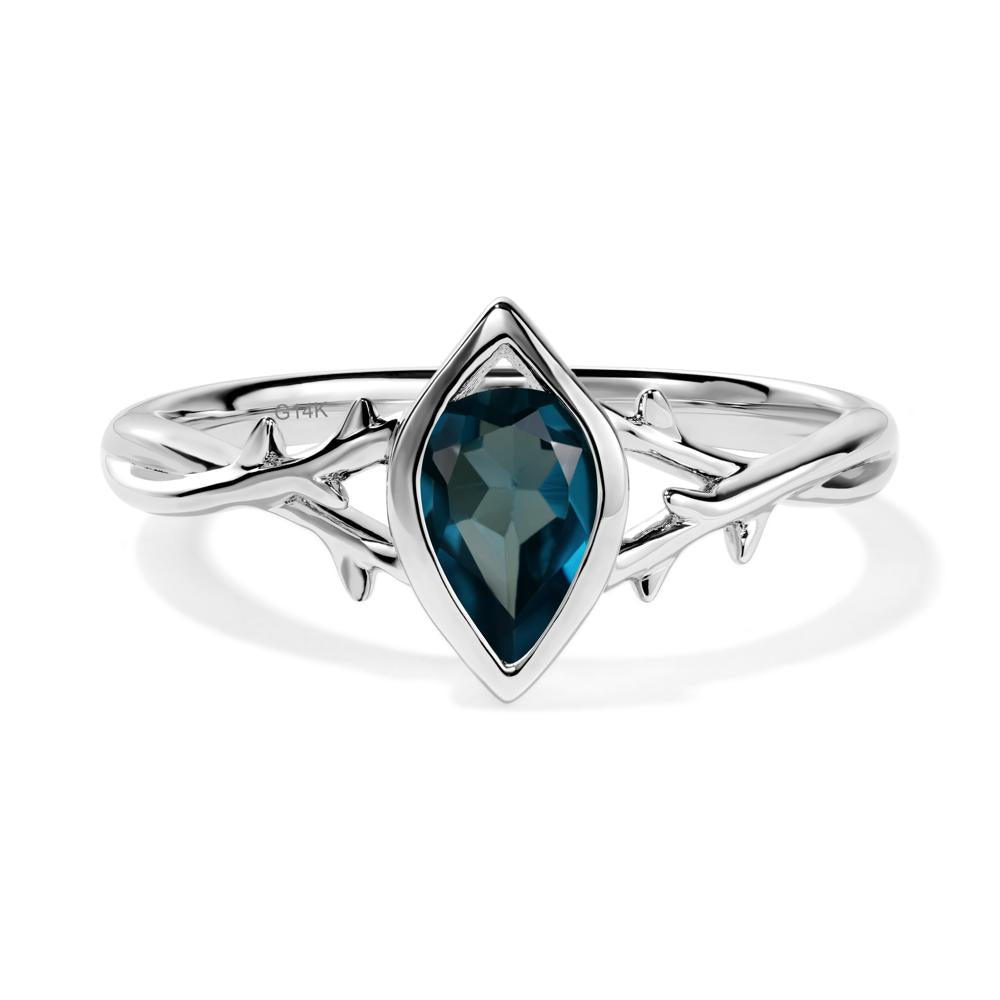 London Blue Topaz Twig Ring - LUO Jewelry #metal_14k white gold